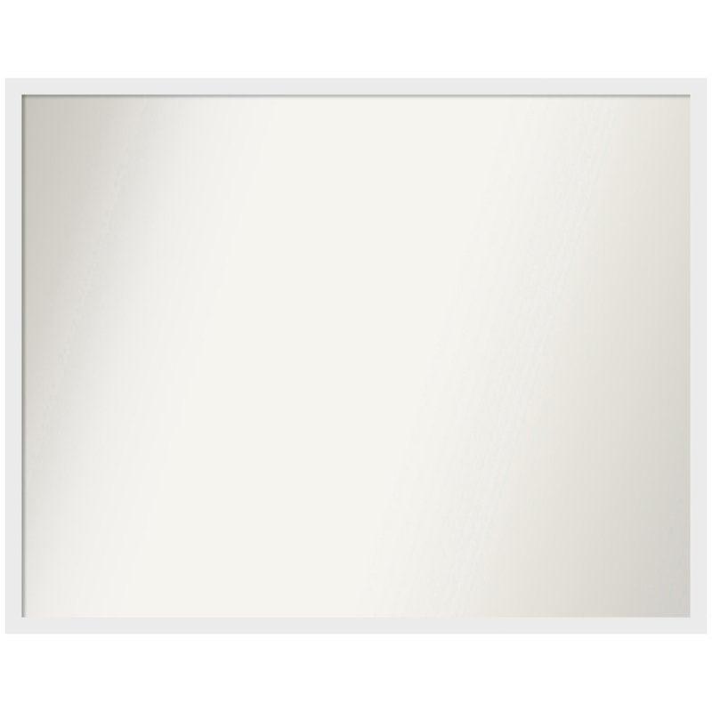 Incline Non-Beveled Wood Framed Wall Mirror, 23.5" x 29.5", White