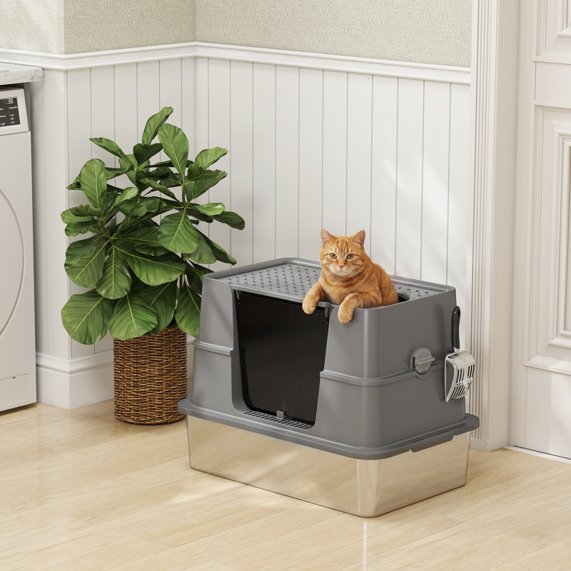 Bacs à litière et enclos pour chat, conception de maison moderne en acier à 3 voies XL
