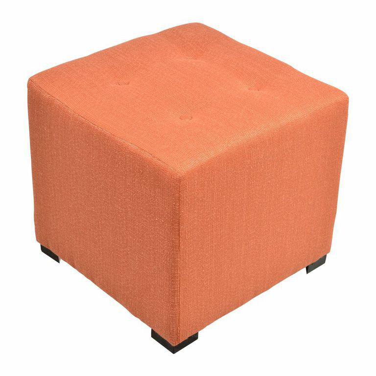 Cube Upholstered Ottoman, Candice Pumpkin