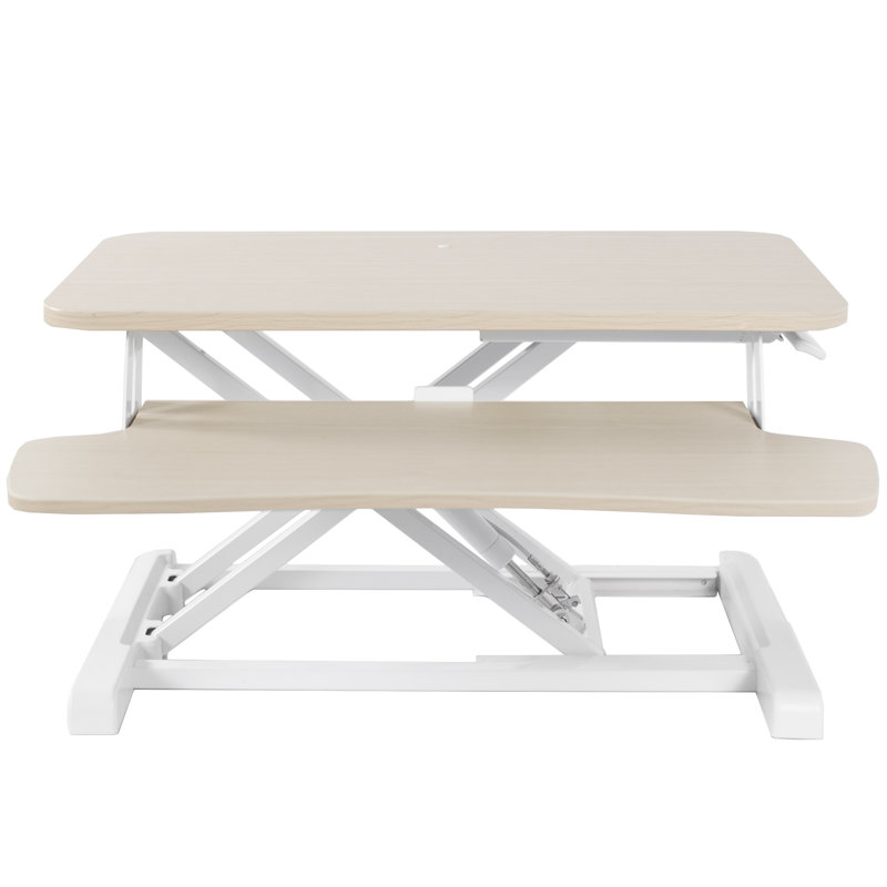 Convertisseur de bureau debout à hauteur ajustable VIVO (Série DESK-V000K), H 4,5 po x l 26 po x P 16 po, Bois clair/blanc