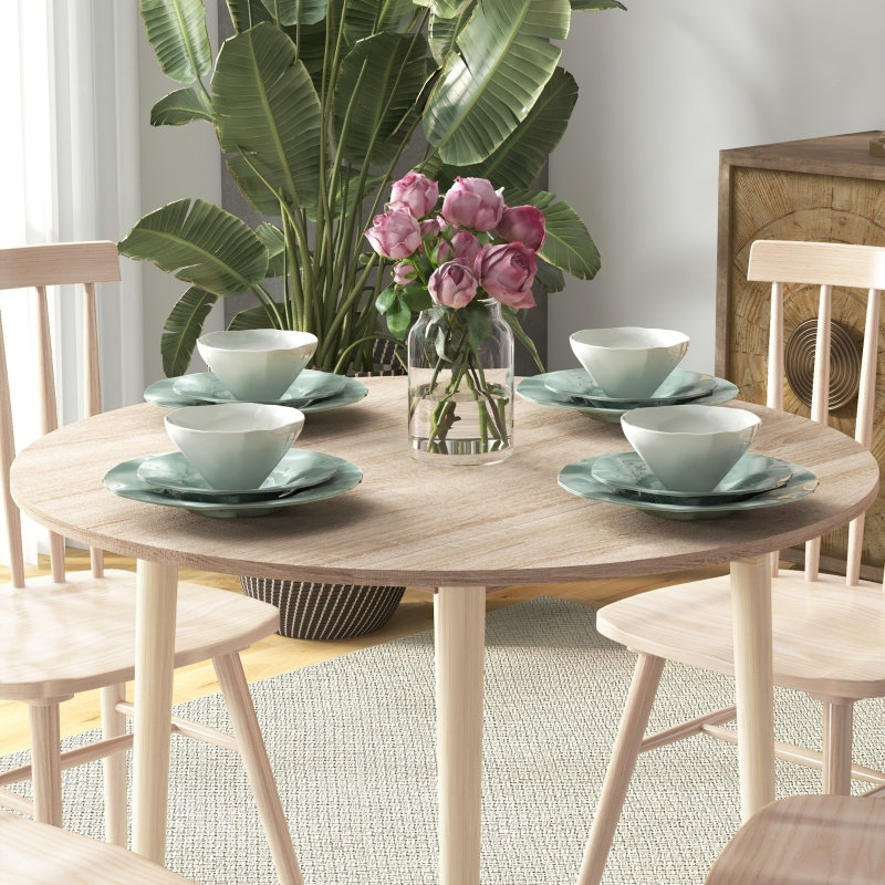 Solid Wood Base Dining Table, Natural Wood