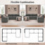 Canapé-lit modulaire convertible 7 places en chenille avec porte-gobelets, canapé-lit moderne en U avec rangement caché pour le salon-133698517