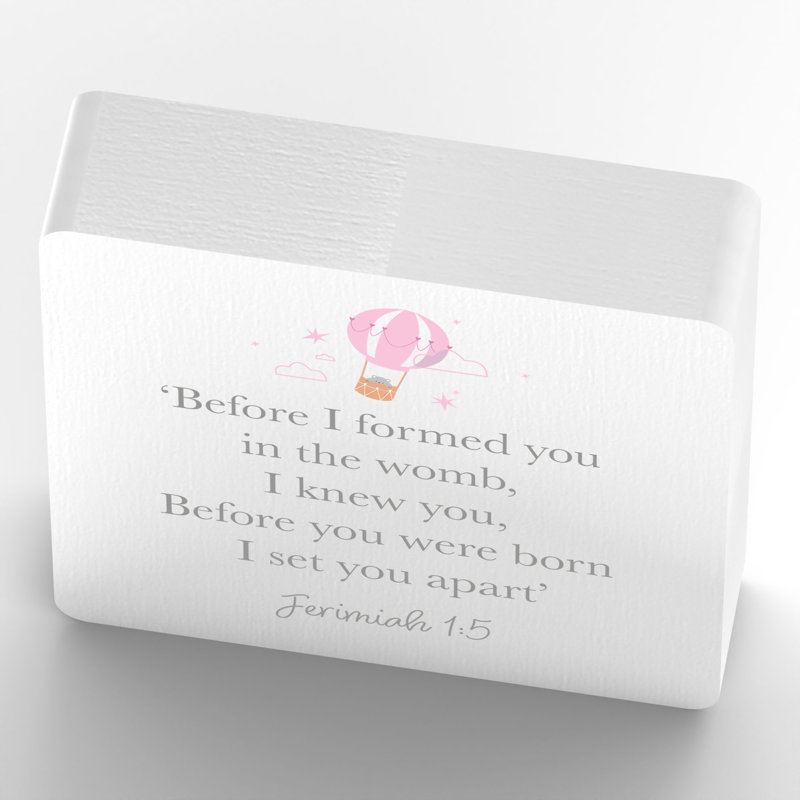 Quinnwood Text & Numbers Letter Block, White/Pink