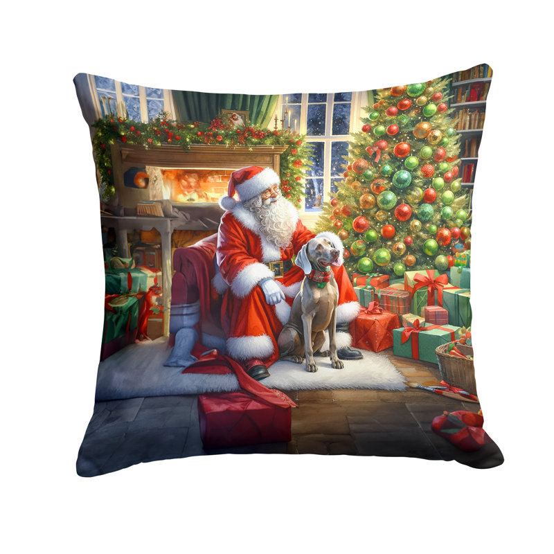 Coussin décoratif Weimaraner and Santa Claus, H 14 po x l 14 po