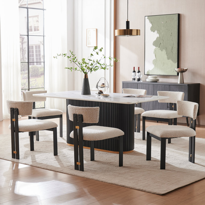 Ensemble de table de salle à manger 5 pièces, table de salle à manger en faux marbre et 4 chaises de salle à manger Boucle