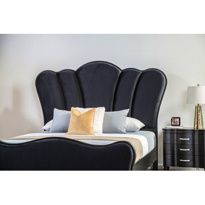 Glamorous Queen Size Bed with Padded Channel Headboard and Elegant Art Deco Design for Luxurious Bedroom Decor
