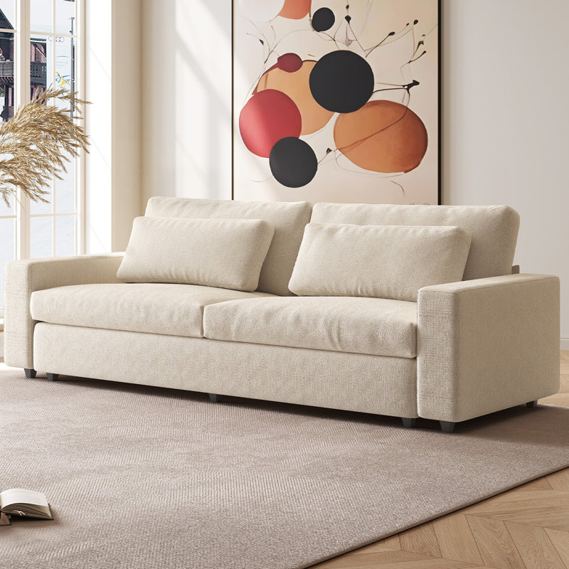 105" Polyester Loveseat Sofa,2 Seater Sofa With 2 Pillows,Sofa Couch,Modern Oversized Sofa For Living Room