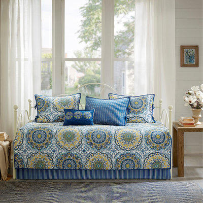 6 Piece Reversible Daybed Cover Set Blue Daybed