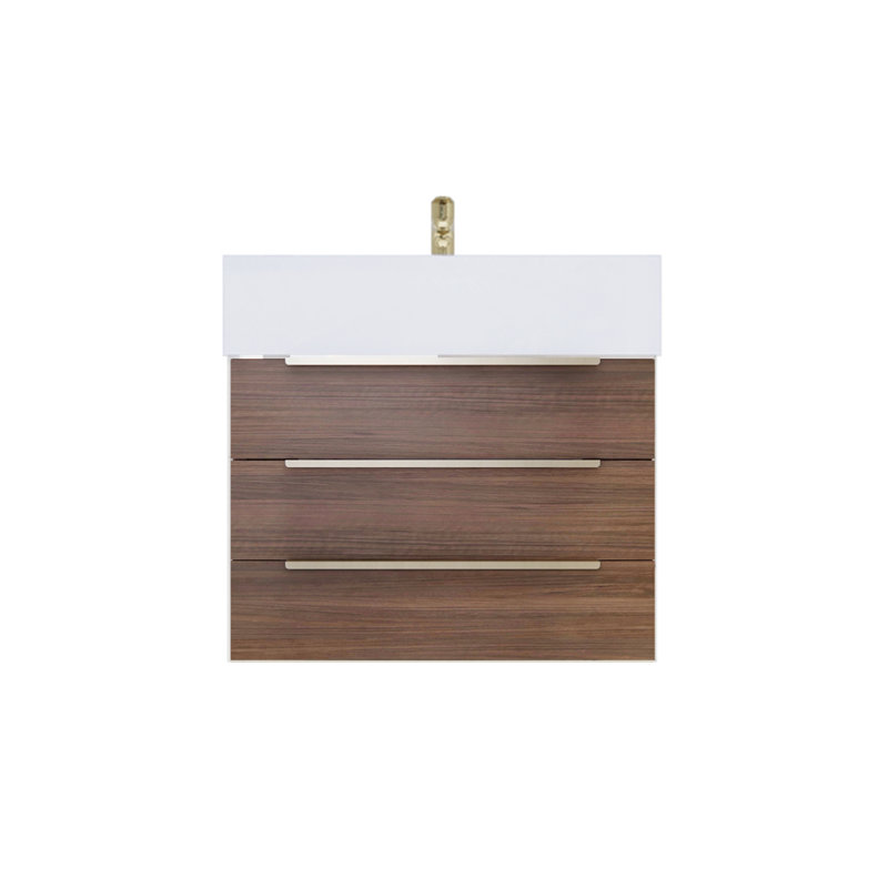 Glasgow 24'' Single Bathroom Vanity with Top, Rose Wood