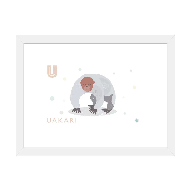 Uakari - imprimé, H 24 po x l 32 po x P 1 po, Papier encadré blanc, Blanc