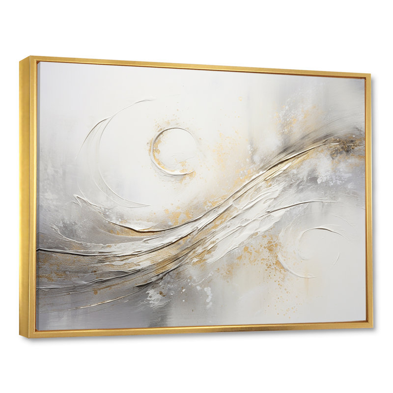 Abstract Music Note Silver Grace - Music Wall Art, Gold Floater Framed, 34" H x 44" W