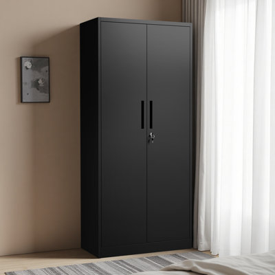 Armoire de rangement en métal 71 po H, armoire verrouillable en acier à outils avec portes et 3 tablettes, armoires hautes pour systèmes de rangement de garage