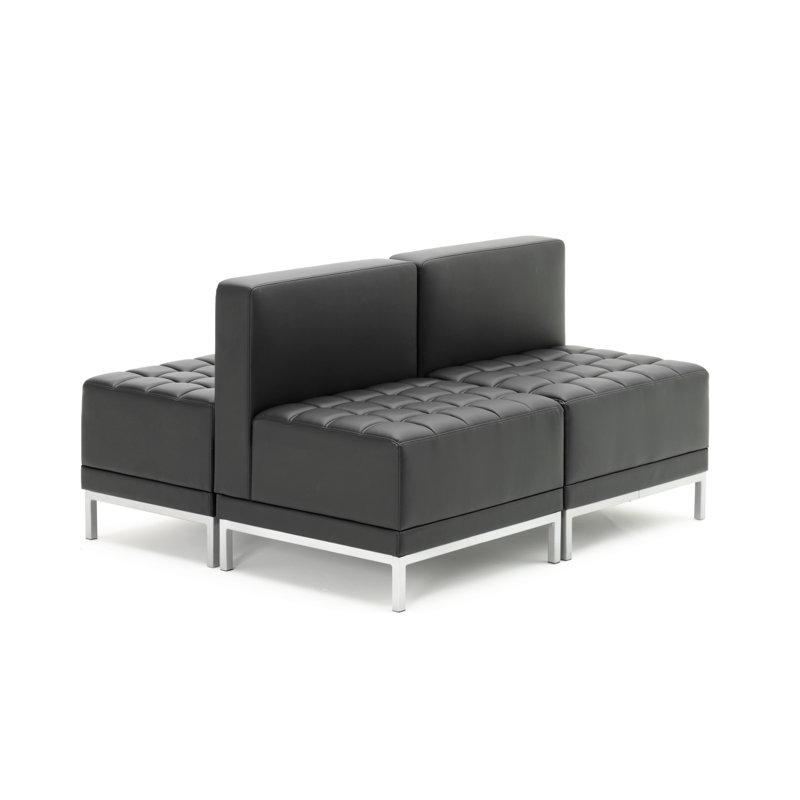 Ankara Modular Straight Back Black Bonded Leather Sofa Chair