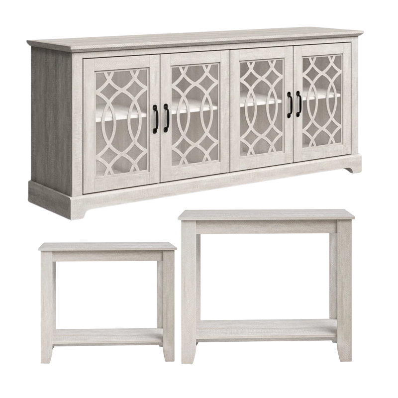 Weddel Basilico Transitional Coordinated 3 Piece Living Room Set, Dusty Gray Oak