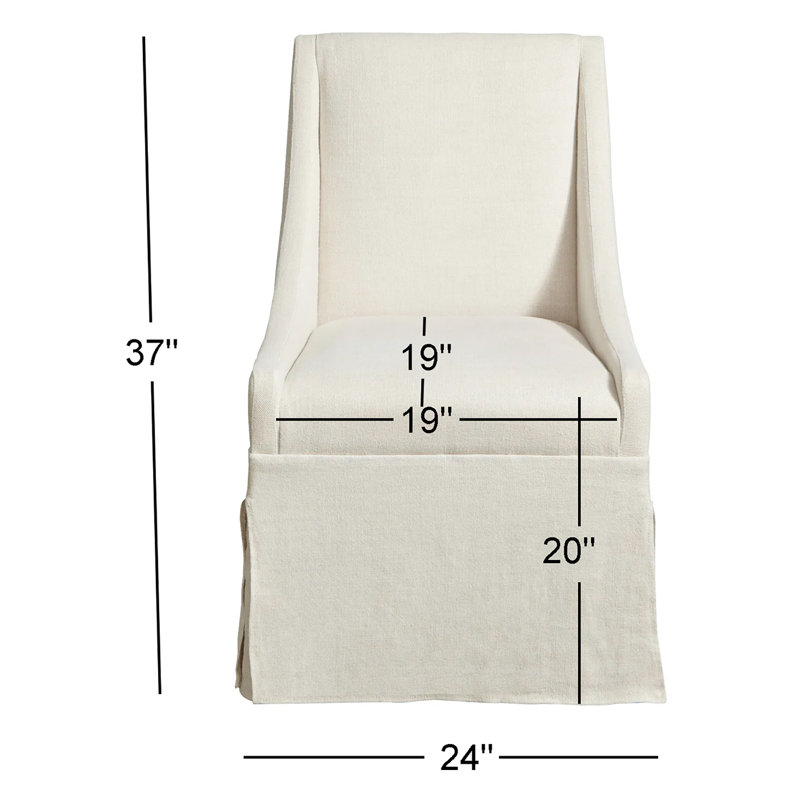 Towsend Upholstered Dining Chair, Linen Beige / Leg Color: Flint