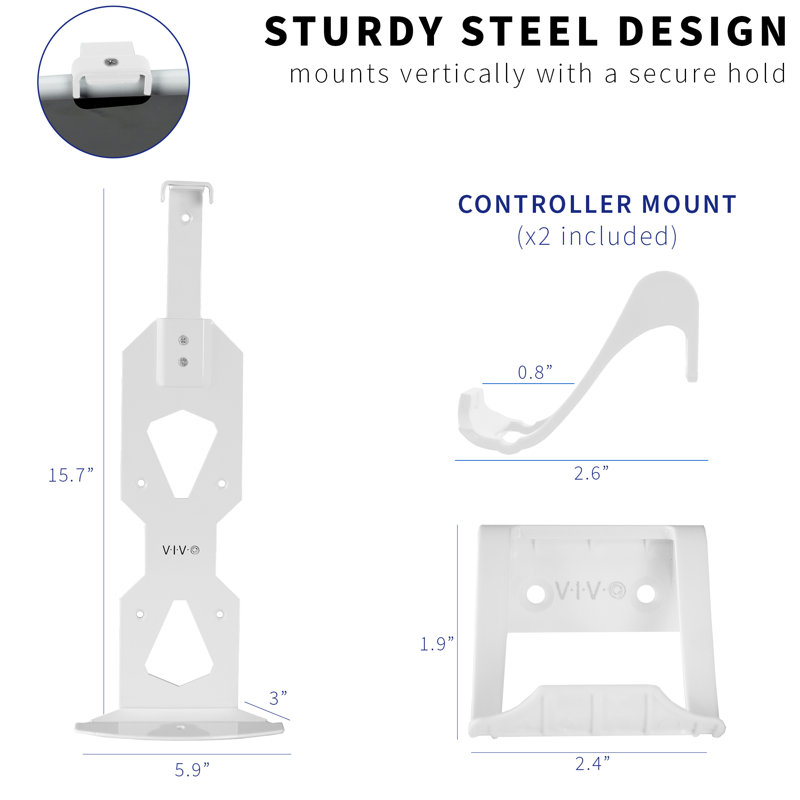 Support mural en acier blanc VIVO conçu pour la console de jeu PS5