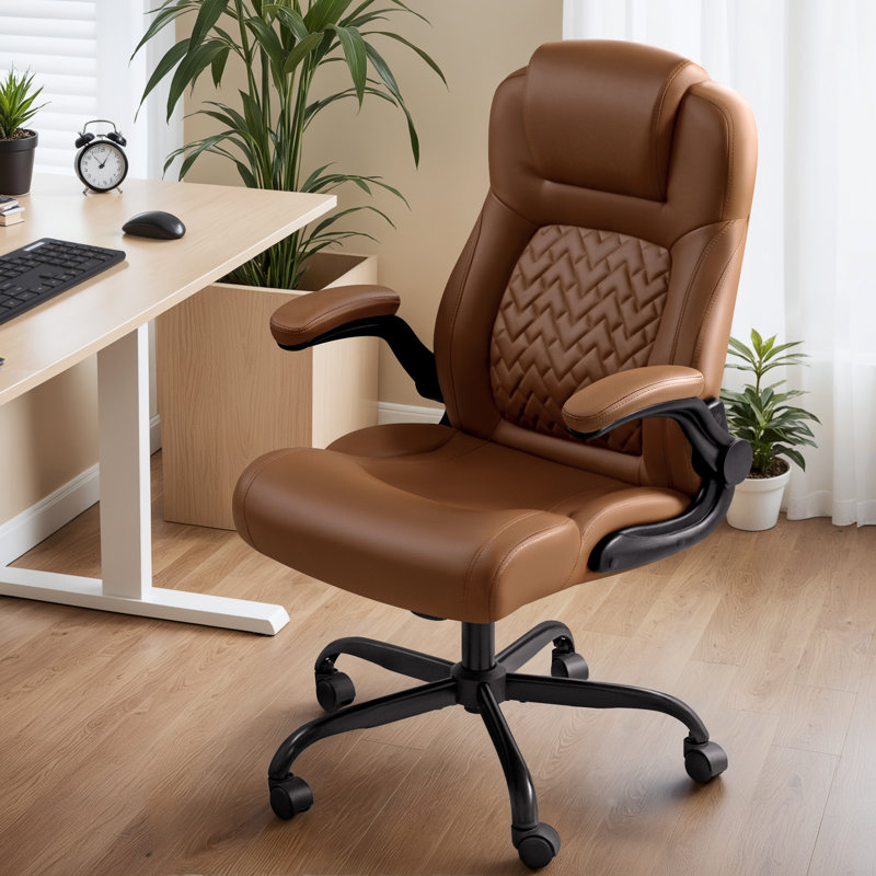 Fauteuil de direction ergonomique à haut dossier avec appui-tête, Brun
