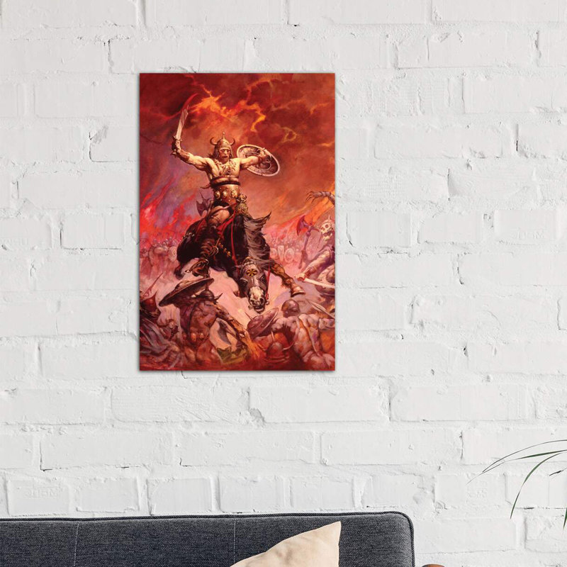 The Berserker by Frank Frazetta - Print on Canvas, 66.04 cm H x 45.72 cm W x 3.175 cm D, No Frame