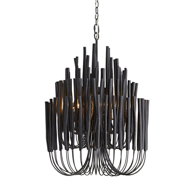 Tilda Chandelier, 30" H x 21" W x 21" D, Black Stained Wood