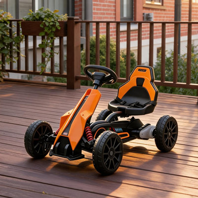 Jouets pour bébé orange et noir avec porte-kart électrique en polypropylène 39,4 x 22,8 x 23 po