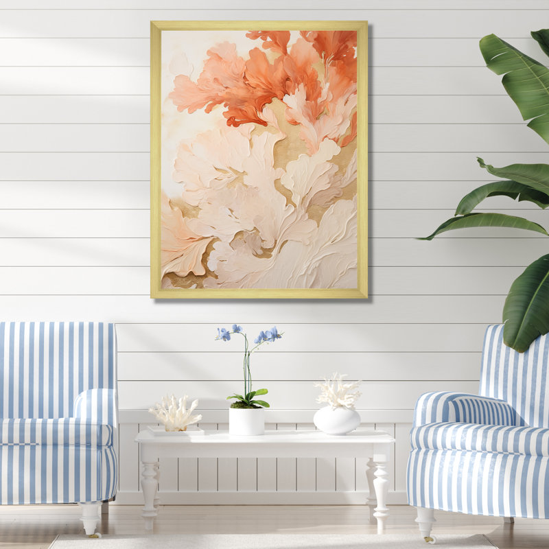 Collage de corail rose et blanc III - art mural de plage et d'océan, salon, H 20 po x l 12 po x P 1 po