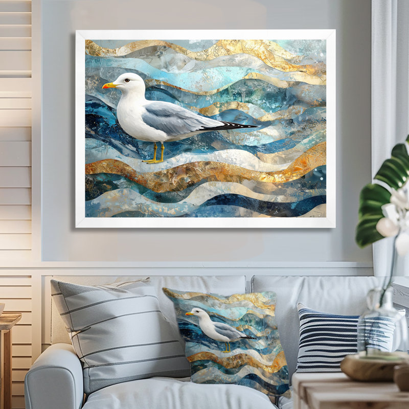 Hardison mouette côtière The Watchful Gull IV - Art mural, Reproduction encadrée d'une seule photo, H 30 po x l 40 po, Blanc