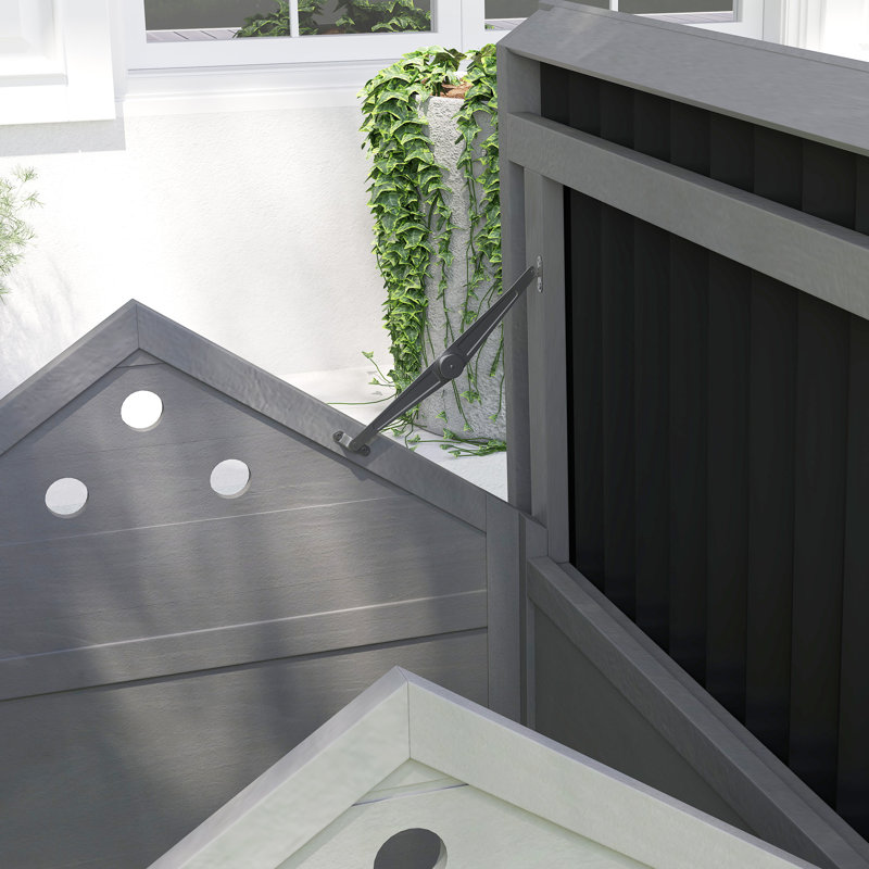 Maison pour animaux en bois avec toit ouvrable et portes doubles, Gris clair