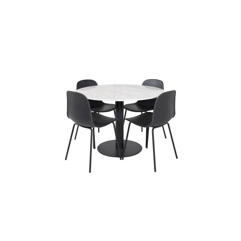 Roth 4 - Person Dining Set, Black, White