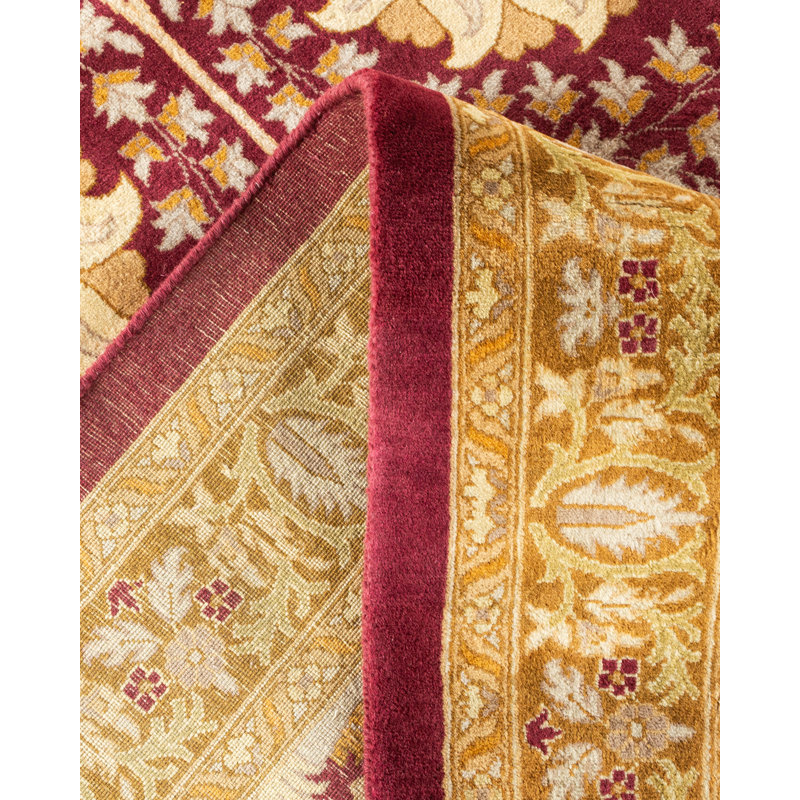 One-of-a-Kind Hayner Hand-Knotted 1990s 12'2" x 15'4" Wool Area Rug in Red/Yellow/Beige