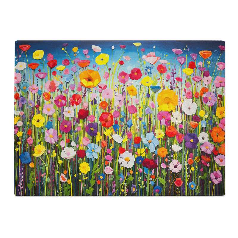Wildflowers Pop Art  Glass Chopping Board
