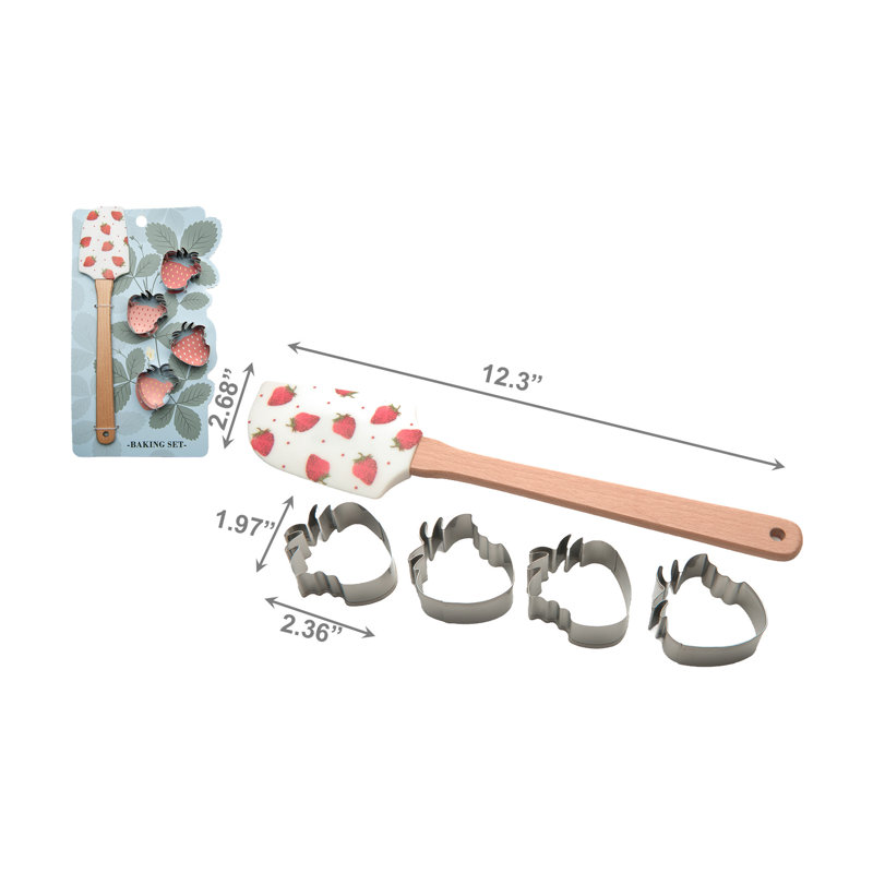 5Pc Strawberry Baking Set Cutter & Spatula