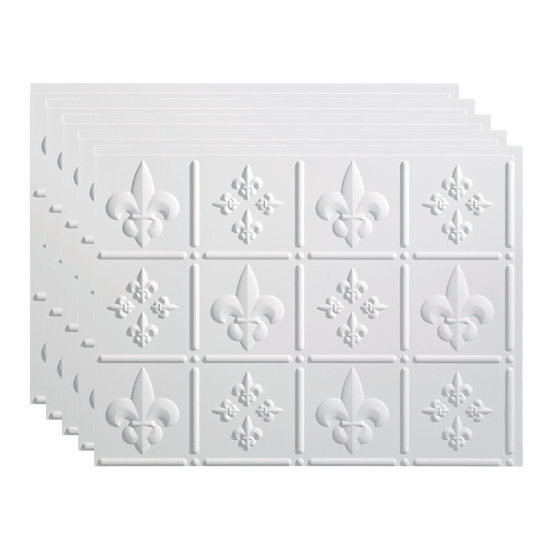 Panneau de dosseret décoratif en vinyle FASÄDE Fleur de Lis 18 po x 24 po, Blanc mat