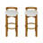 Elise Indoor Wooden Low Back Barstool, Walnut Finished And Ivory Upholstery, Set Of 2-1220550054