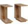 C-shaped Side Table Set  Of 2, 2-tier Narrow End Table Wood Bedside Table Nightstand