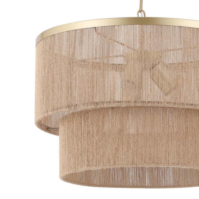 18" 3-Light Dimmable Drum Chandelier, Gold, Brown