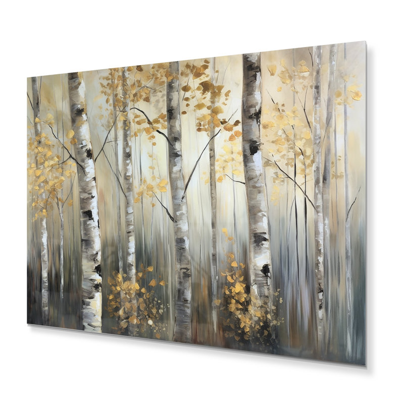 Birch Tree Forest Wonderland II - impression sans cadre sur métal, H 24 po x l 32 po x P 1 po
