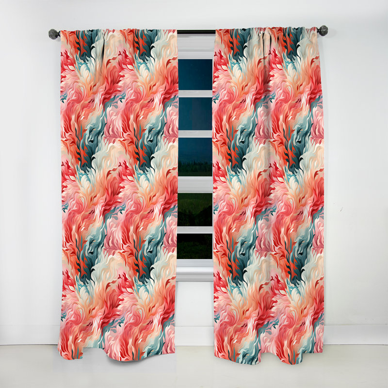 Toile corail motif tropical II - Rideau floral - Rideau floral obscurcissant - 1 panneau, L 52 po x L 95 po
