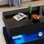 Table basse de 39,4 po moderne à DEL ultrabrillante avec 2 tiroirs de rangement, lumière centrale RVB de contrôle APP, imperméable et résistante aux égratignures-798845217-766274262-766274263