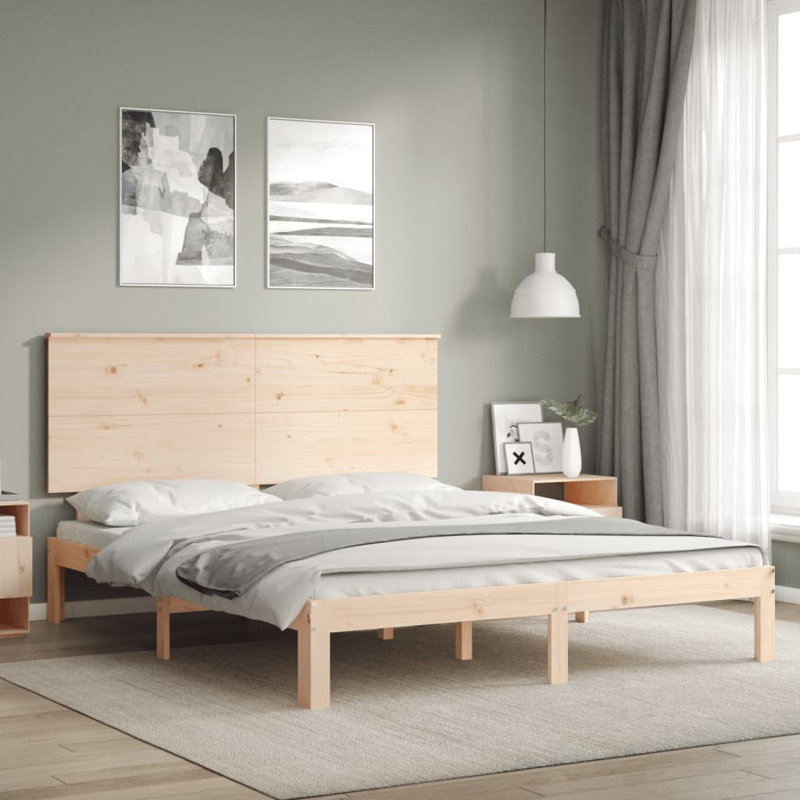 Bed Frame with Headboard, Natural, Kingsize (5')