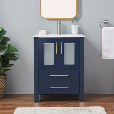Keldrick 24" Modern Free-Standing Single Bathroom Vanity Set with 2-Doors & 2-Drawers