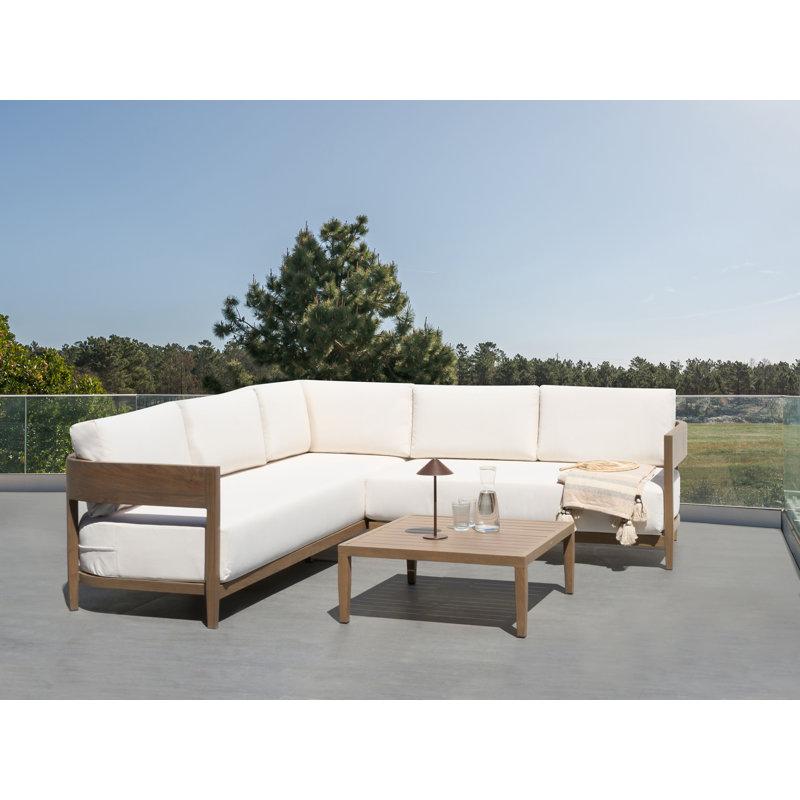 Garden Corner Sofa with Table 5 Seater SAMPIERI Left Hand Metal, Brown