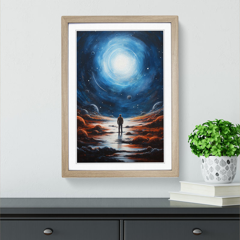 Galaxy Hard Edge Painting Art - Framed Print, 64cm H x 46cm W, Oak Framed