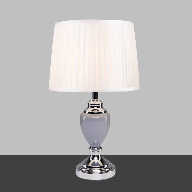 Amekia 43cm Ceramic Look Metal  Bedside Table Lamp, Grey