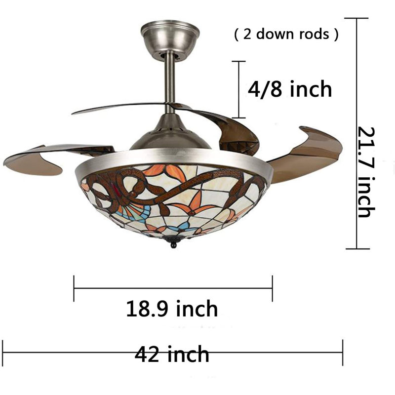 Ventilateur de plafond à 4 pales à DEL à 4 pales avec télécommande et ensemble d'éclairage inclus Antonanzas Hartwick