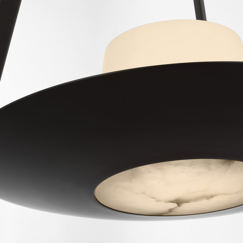 Barbara Barry Divina 20" Pendant with Alabaster, Modern Iron