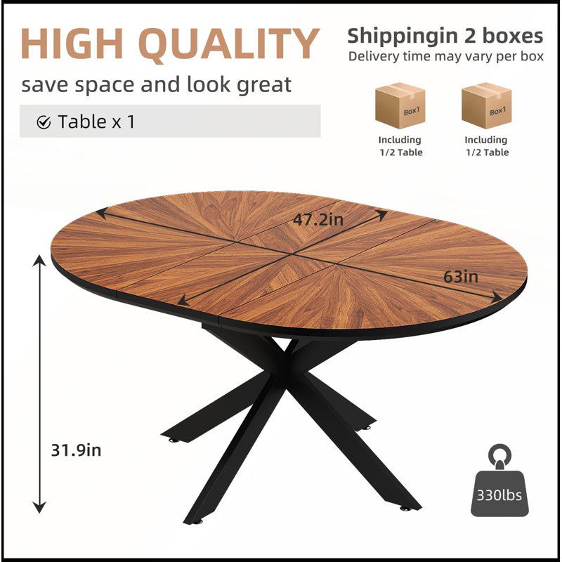 Table de salle à manger extensible ronde pour les réunions de famille et les repas quotidiens