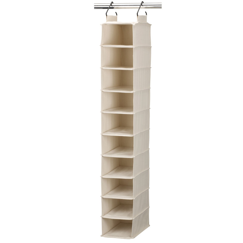Hanging Shoe Organizer with 10 Wide Cubbies and Cedarline Pockets, Natural