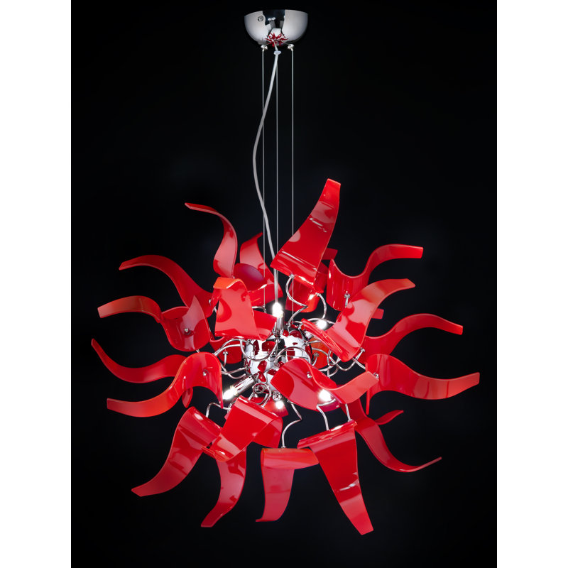 - Light Pendant, Red, Chrome