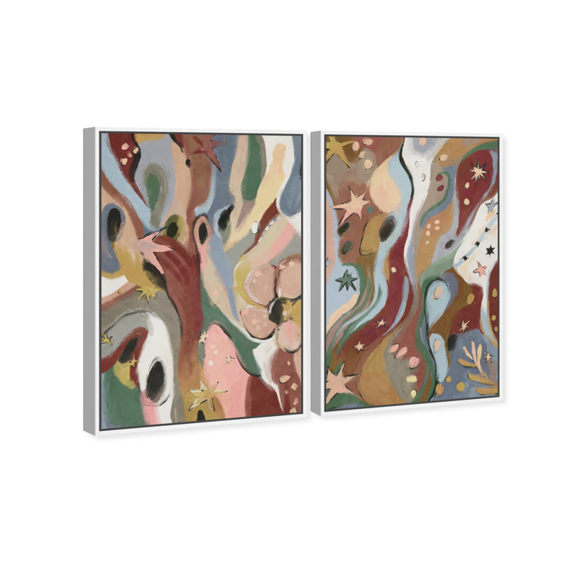 Modern Folk Set Set by Oliver Gal, 110"H x 74"W, White Floater Frame