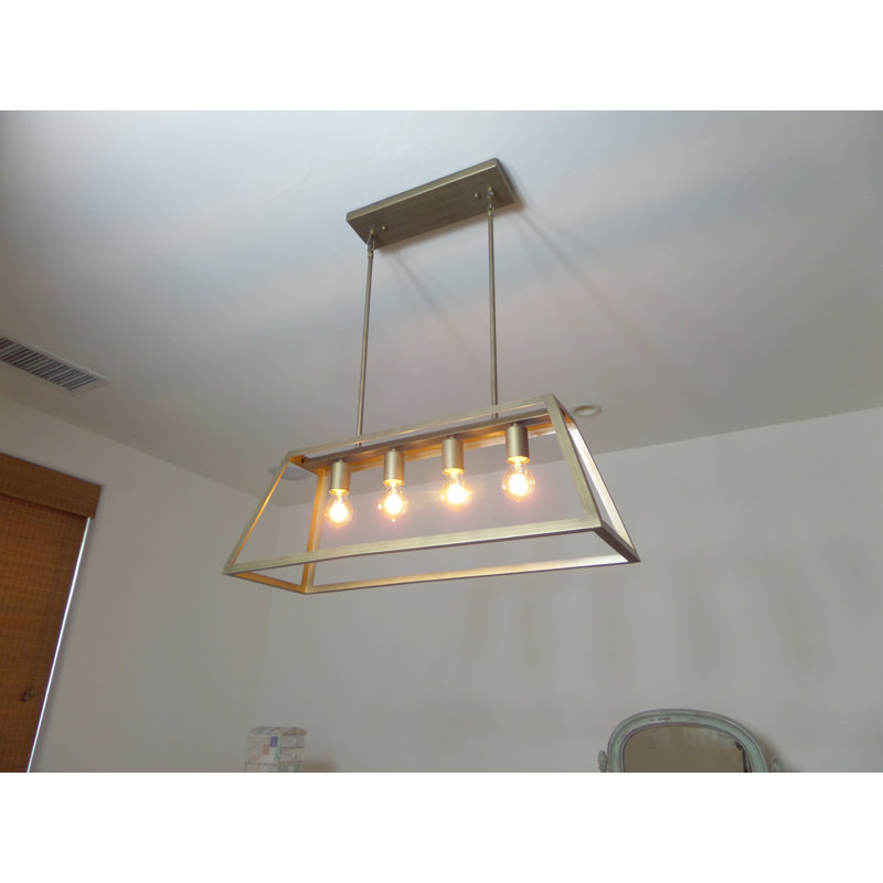 Luminaire suspendu linéaire à 4 lumières pour îlot de cuisine Chastain, Bronze antique